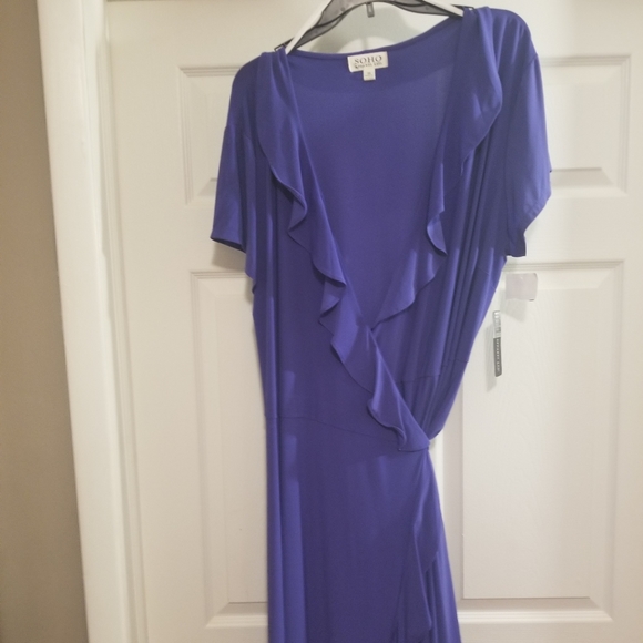 Soho Dresses & Skirts - SOHO Blue Wrap NWT  Ruffle Dress 3X